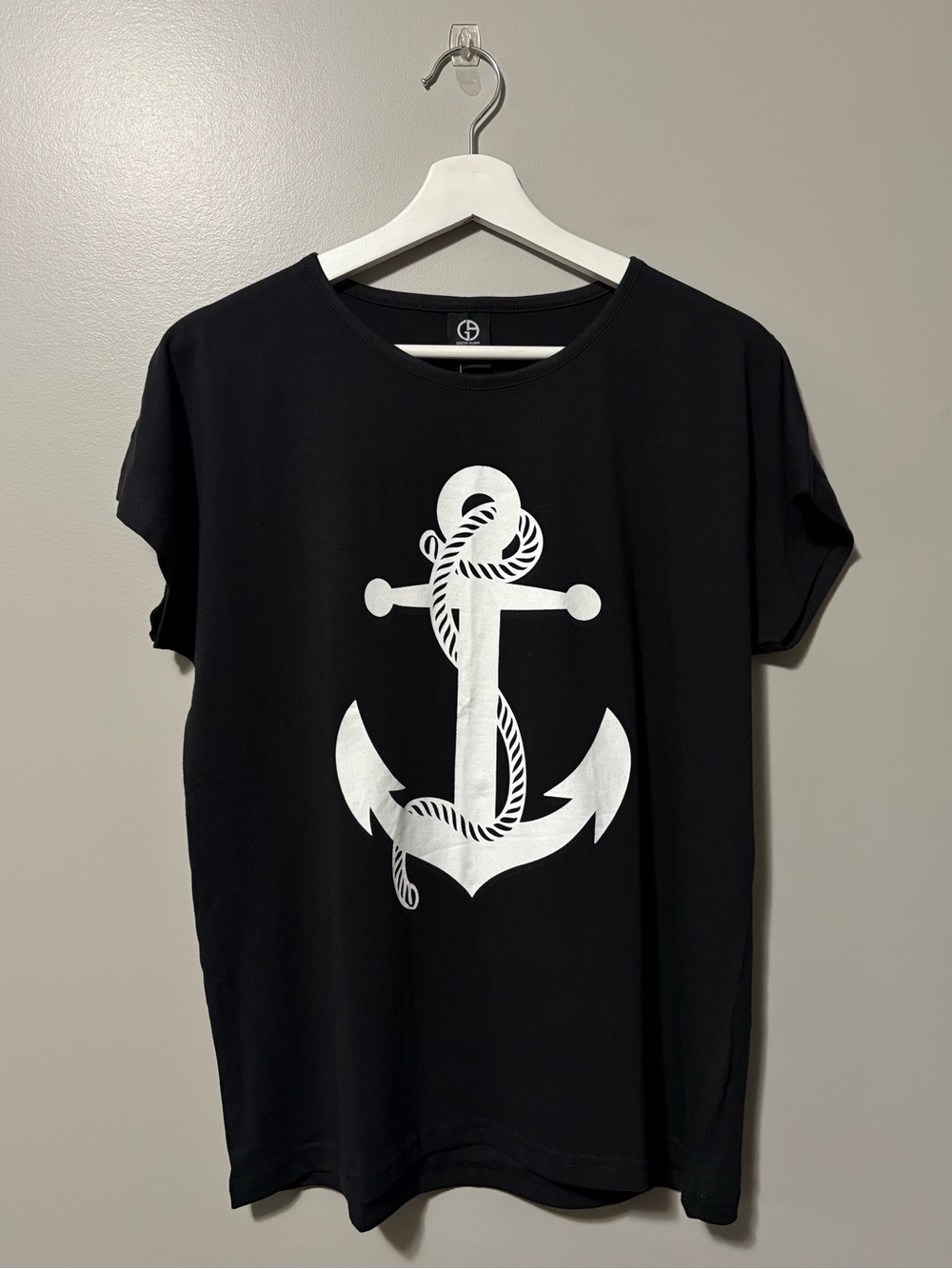 Group Alina Crewneck Short Sleeve Black Anchor T-Shirt Cotton